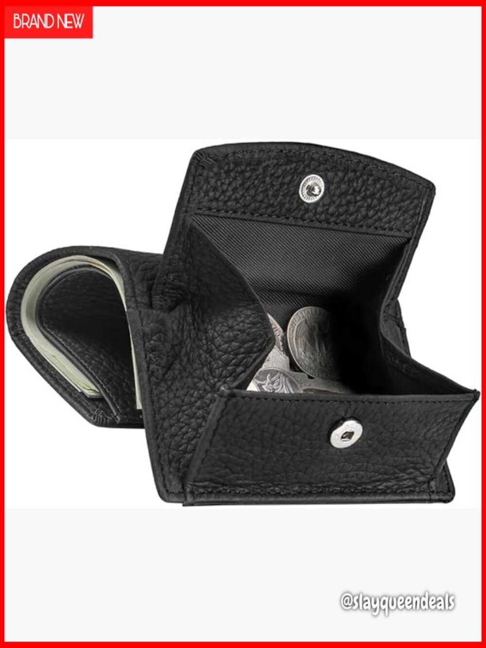 Mini Leather RFID Wallet with Coin Pouch Trifold Compact for Travel